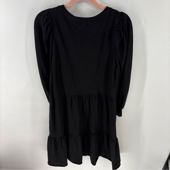 Nation LTD Black Long Sleeve Crewneck Sweatshirt Tiered Mini Dress Women’s M - Picture 7 of 7